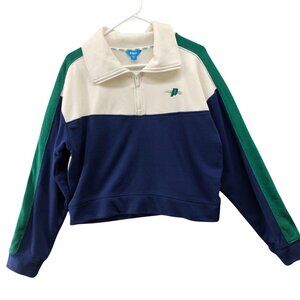 Prince Pickleball Sweatshirt Womens XL 1/4 Zip Cropped Pullover Colorblock Blue